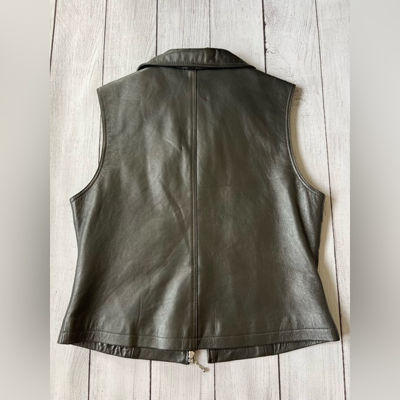 🌾 Saguaro Charcoal Grey Leather Vest with Zip Closure - Picture 2 of 6